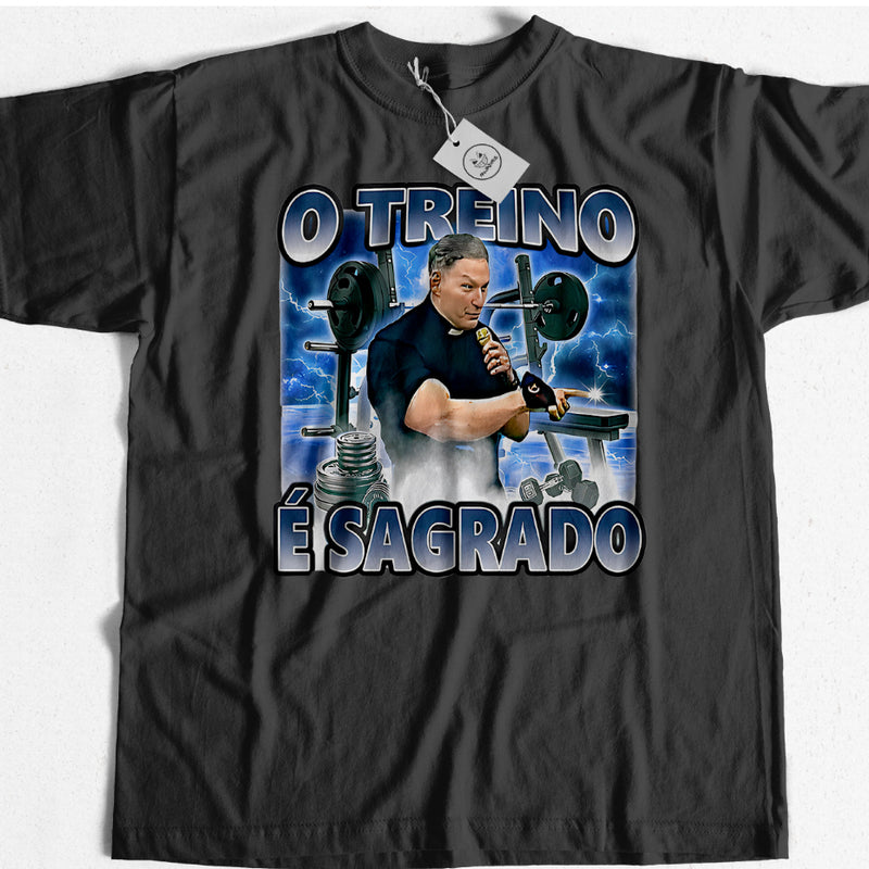 Camiseta Padre Marcelo Rossi O Treino é Sagrado Preto