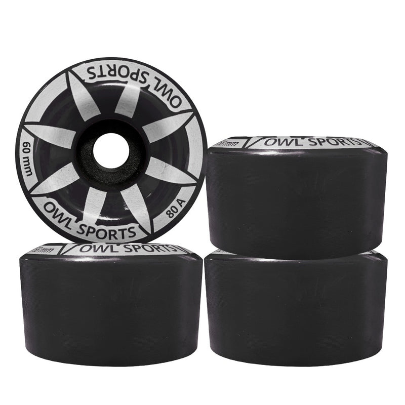 Rodas P/ Patins Quad OWL  Star 60 mm 80A (4 un.) Preto