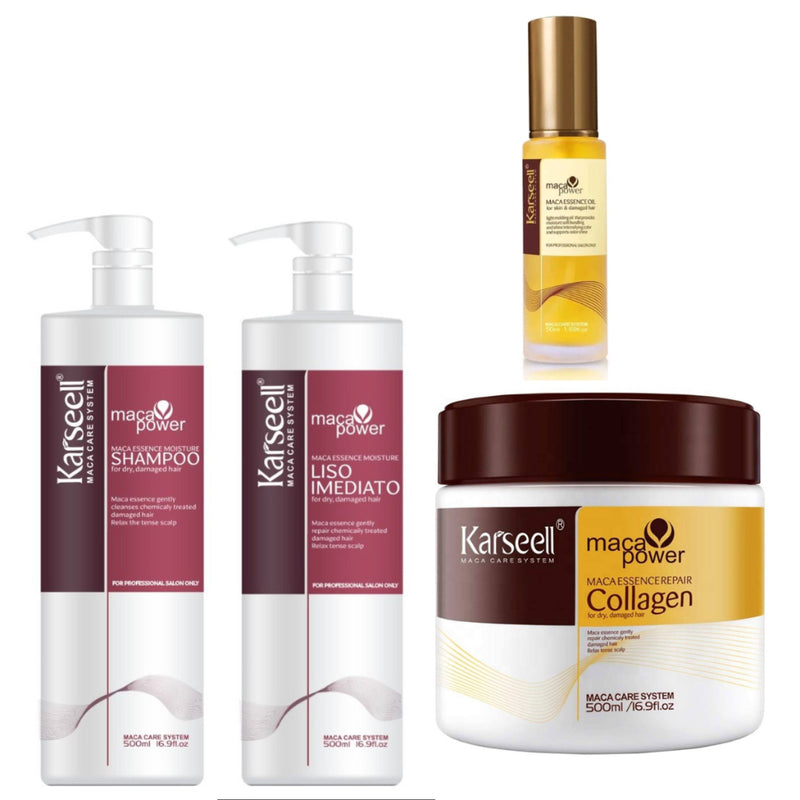 Kit Karseell Shampoo + Progressiva + Óleo + Máscara