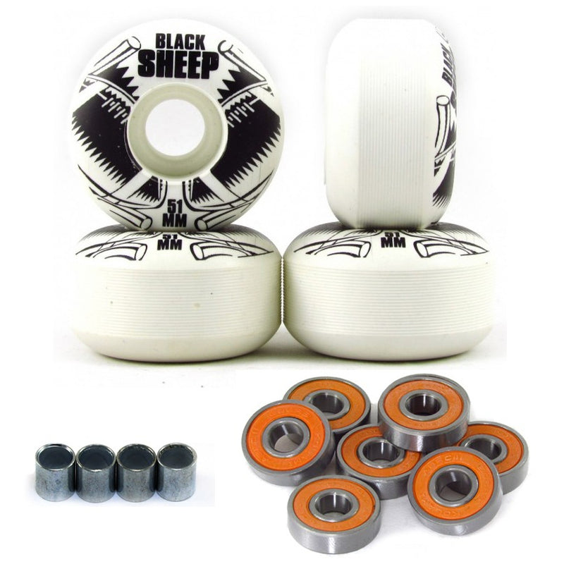 KIT BLACK SHEEP Rodas 51mm + Rolamentos C Branco