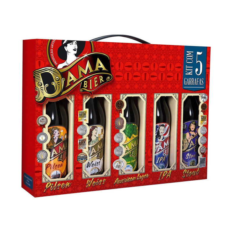 Kit 5x Cervejas Dama Bier Longneck 355ml