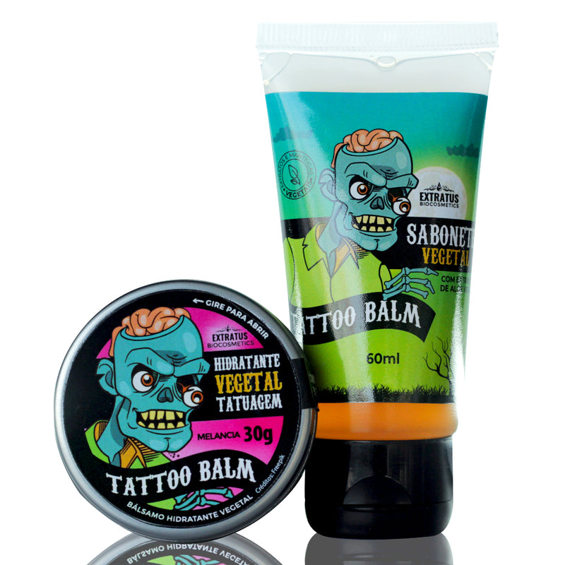 KIT Cuidado Pós-Tattoo Tattoo Balm Sabonete Líquido Vegetal 60g + Hidratante Melancia 30g