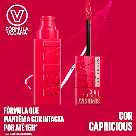 Batom Líquido Maybelline Acabamento Espelhado e Brilho Instantâneo Capricious