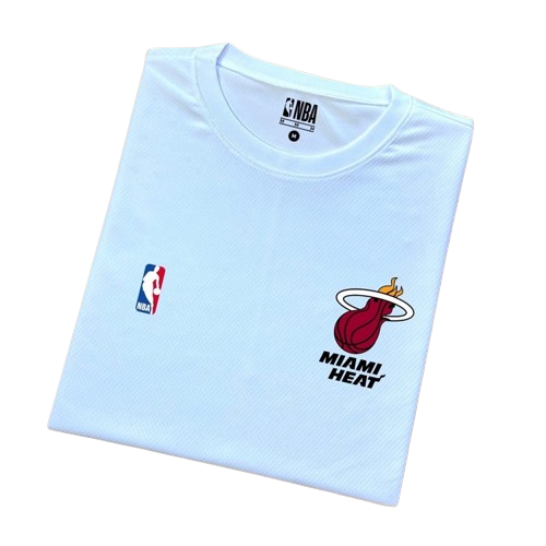 Camiseta Dry Fit Miami Heat - Branco/Azul/ Vermelho