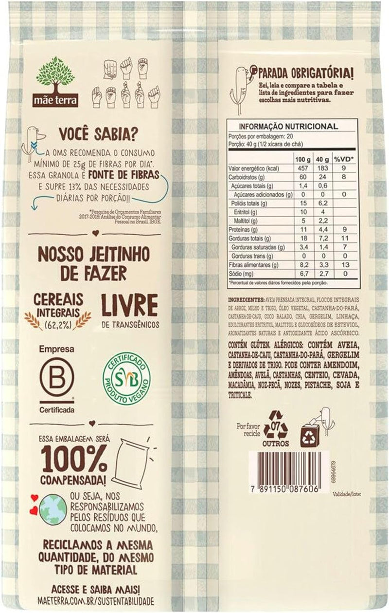 Granola Tradicional Zero Açúcares Mãe Terra 800g