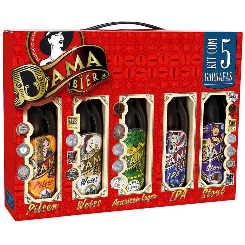 Kit 5x Cervejas Dama Bier Longneck 355ml