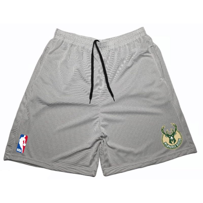 Bermuda NBA Dry Fit Milwaukee Bucks - Branco/Cinza