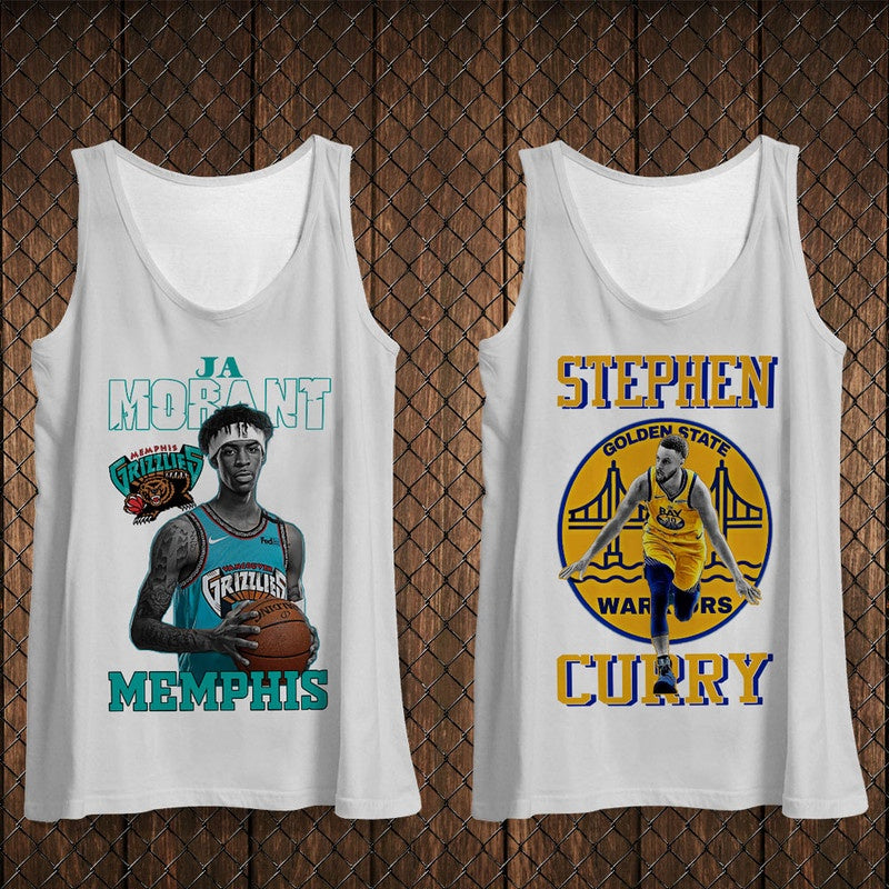 KIT 2 REGATAS Ja Morant Memphis + Stephen Curry Warriors