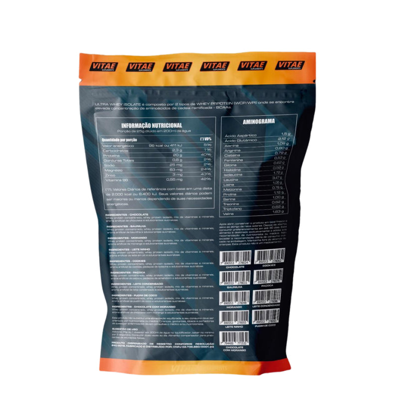 Ultra Whey Protein Isolate Vitae 1.8kg Refil - 8 Sabores