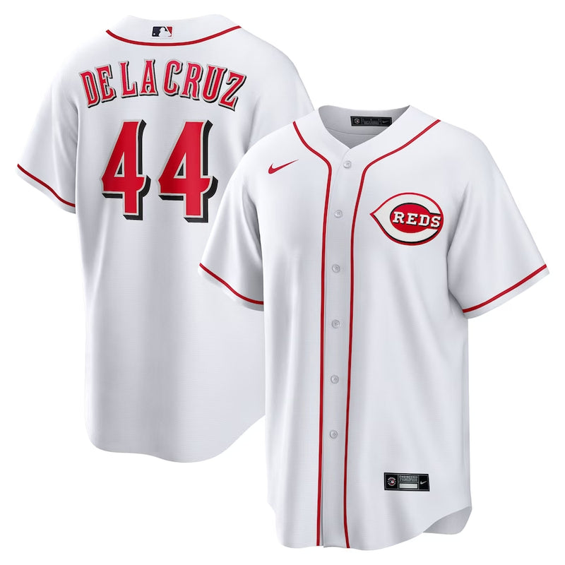 Camisa MLB Cincinnati Reds - C/ (De la Cruz 44) e S/ Número e Nome - Branco