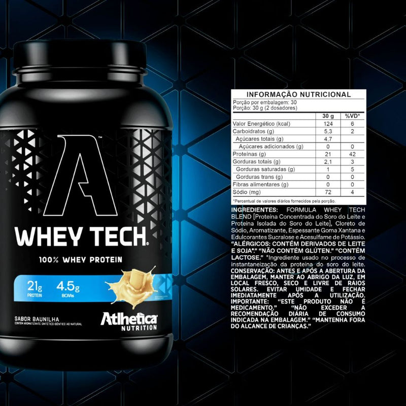 Whey Tech Pote Proteína Concentrada 900g Diversos Sabores Atlhetica