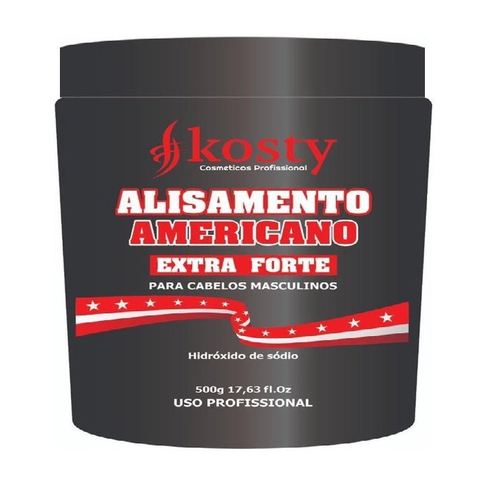 Kosty Alisamento Americano Extra forte P/ Cabelos Masculinos Black 500g