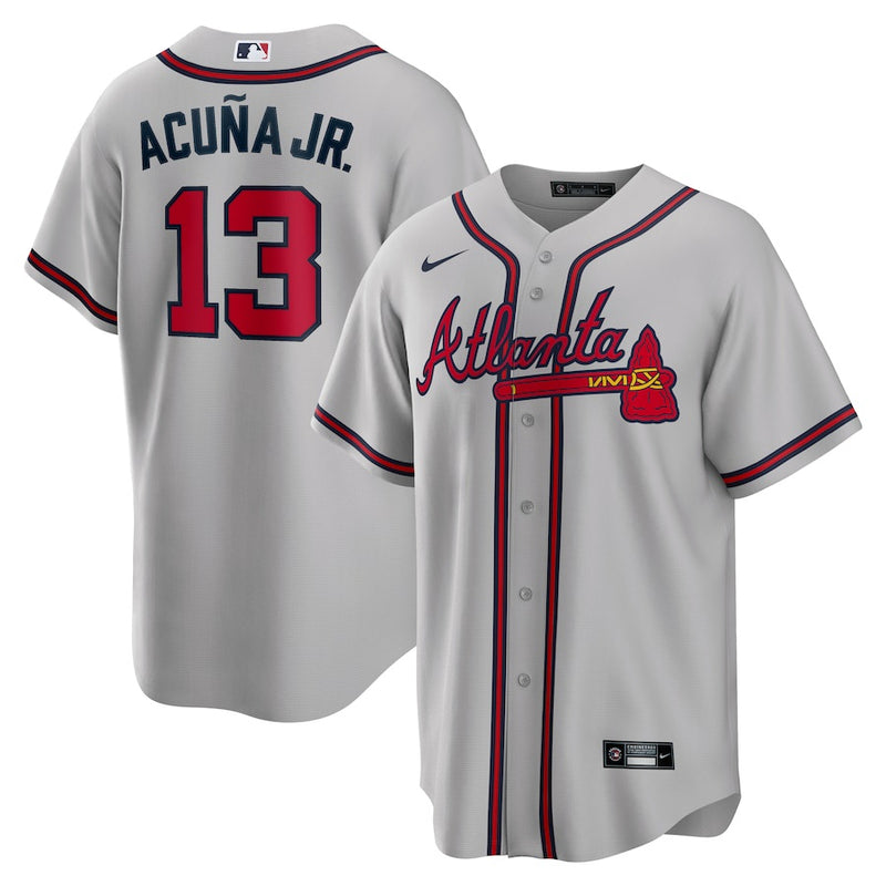 Camisa MLB Atlanta Braves - Acuña Jr. 13 - Cinza