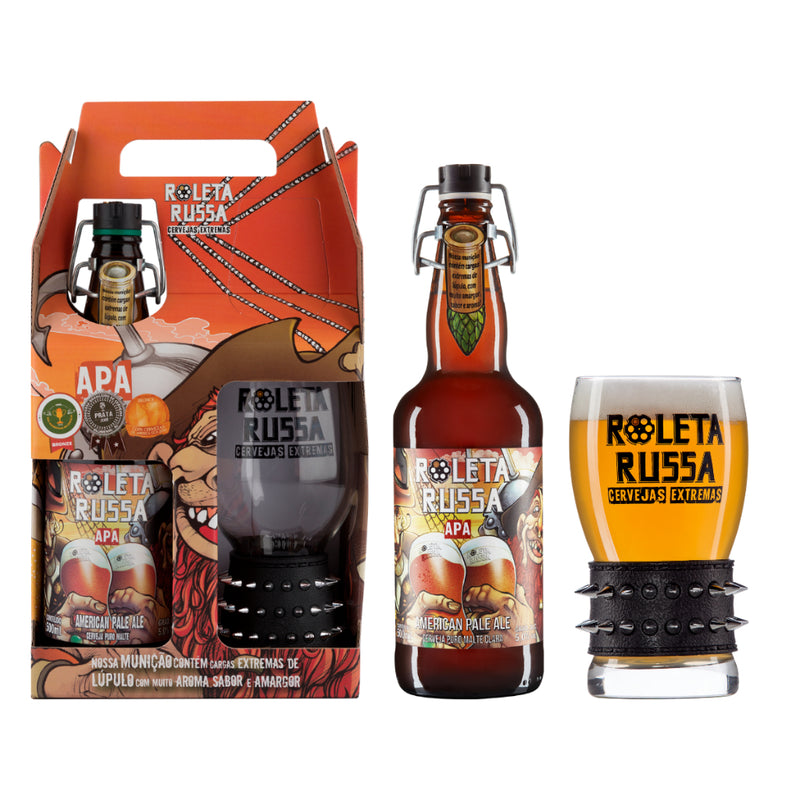 Kit Cerveja Artesanal Roleta Russa Apa 500ml + Copo