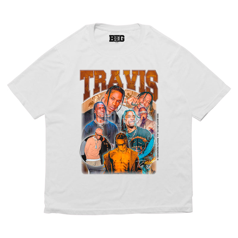 Camiseta Bootleg CO. Travis Scott Rapper Sicko Mode - Branco