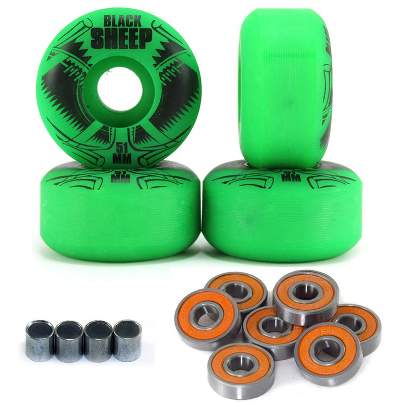 KIT BLACK SHEEP Rodas 51mm + Rolamentos C Verde