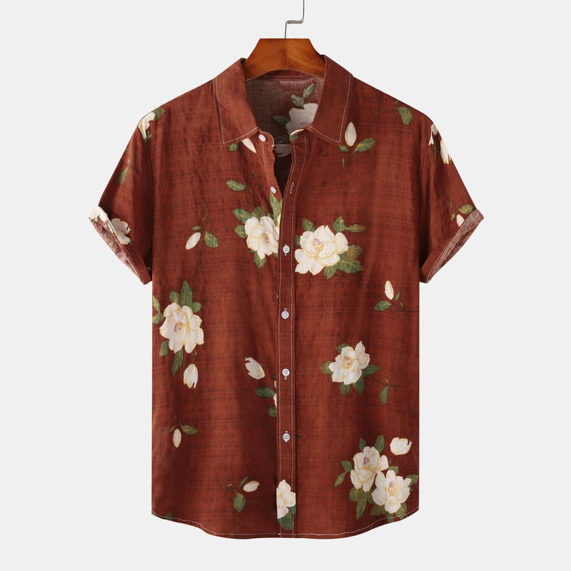 Camisa Manster Floral Summer - Vered/Cáqui/Vermelho/Amarelo