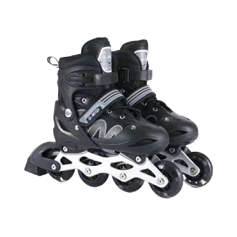 Patins Roller In Line Ajustável C/ Led Preto Cinza