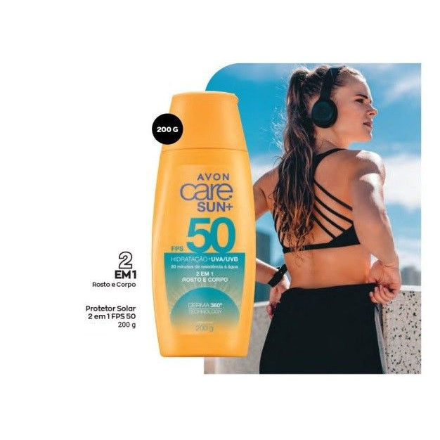 Protetor Solar Care Sun+ 2 em 1 Rosto e Corpo FPS 50 Avon - 120g