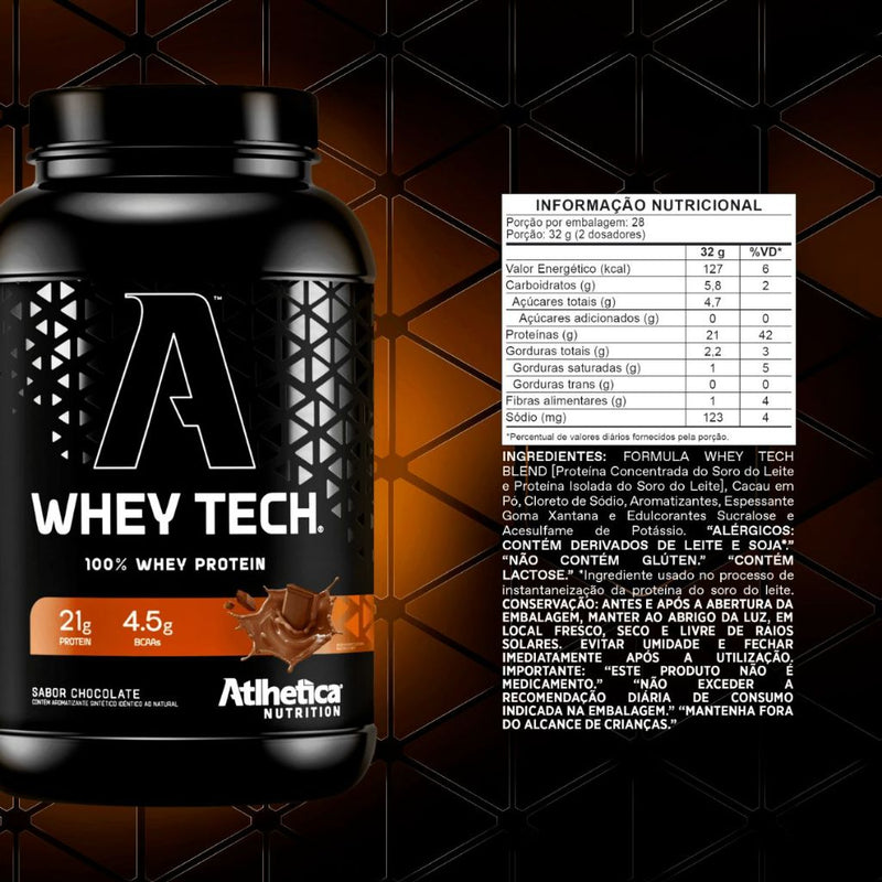 Whey Tech Pote Proteína Concentrada 900g Diversos Sabores Atlhetica