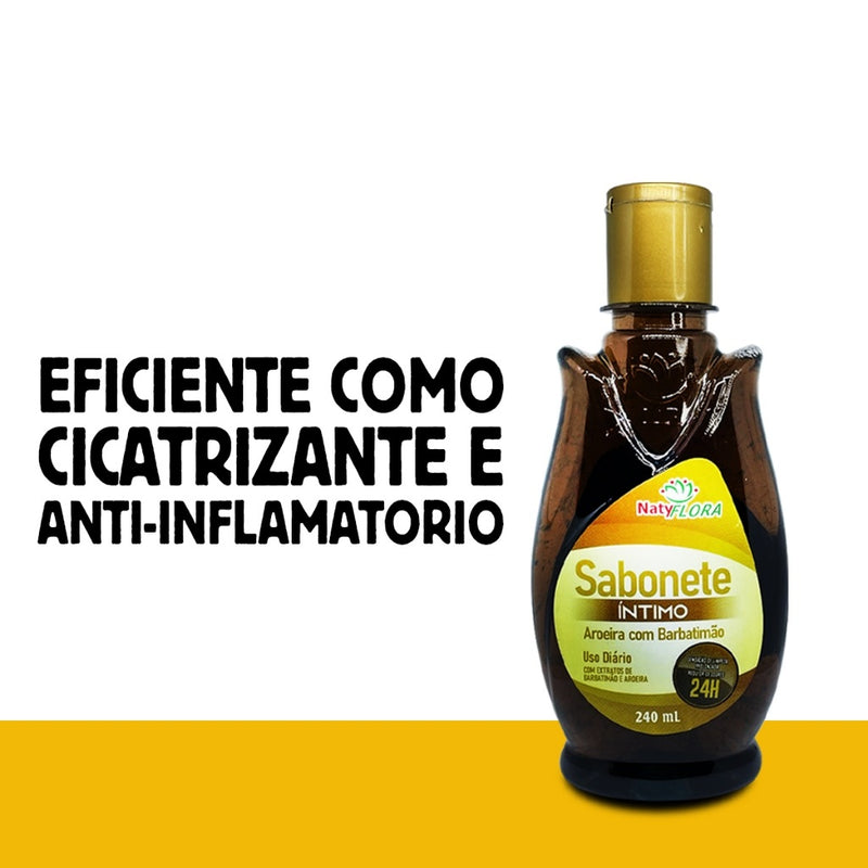 Kit 3x Sabonetes Intimos Aroeira Com Barbatimao Antisseptico e Antibacteriano 240ml