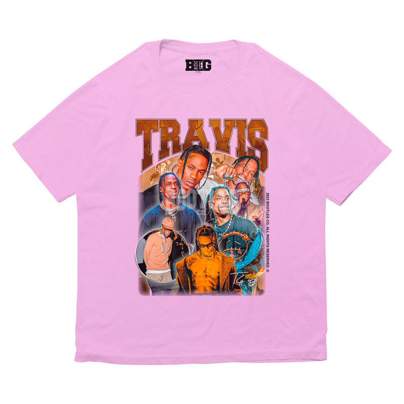 Camiseta Bootleg CO. Travis Scott Rapper Sicko Mode - Rosa