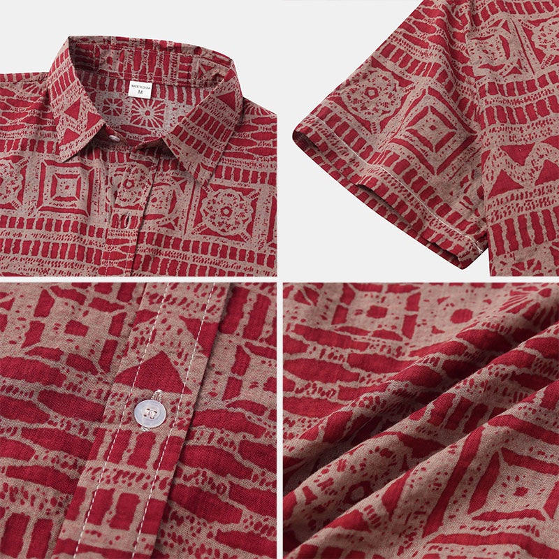 Camisa Manster Floral Étnica Vermelho