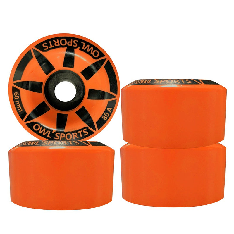 Rodas P/ Patins Quad OWL  Star 60 mm 80A (4 un.) Laranja