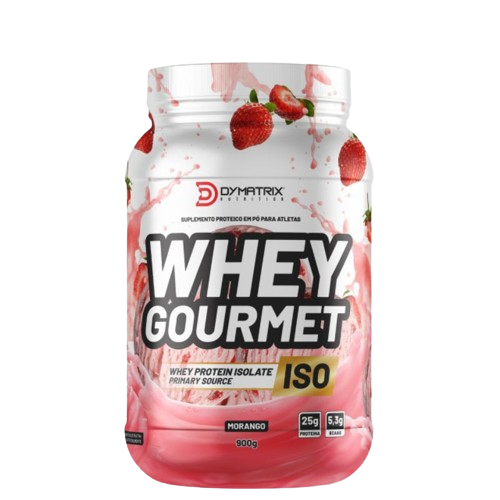 Whey Protein Gourmet Isolado Dymatrix Nutrition 900g Morango