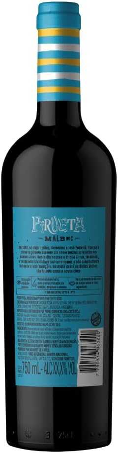 Vinho Fino Tinto Argentino Pirueta Varietal Malbec 750ml