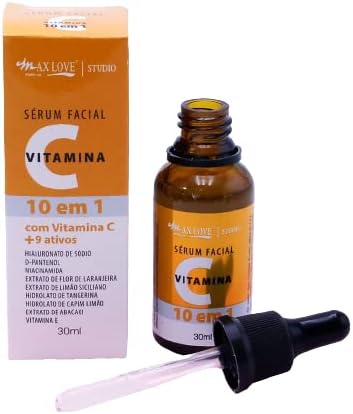 Sérum Facial Vitamina C 10 em 1 Pele Hidratada, Macia e Iluminada 30ml Max Love