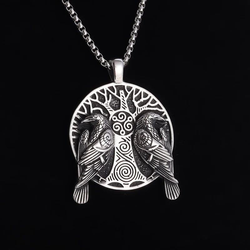 Cólar Nórdico Odin Crow Tree of Life