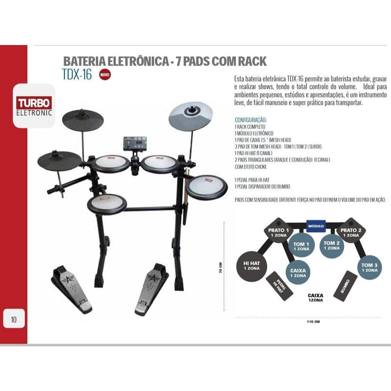 Bateria Eletrônica Turbo 7 Pad Skd120 Profissional