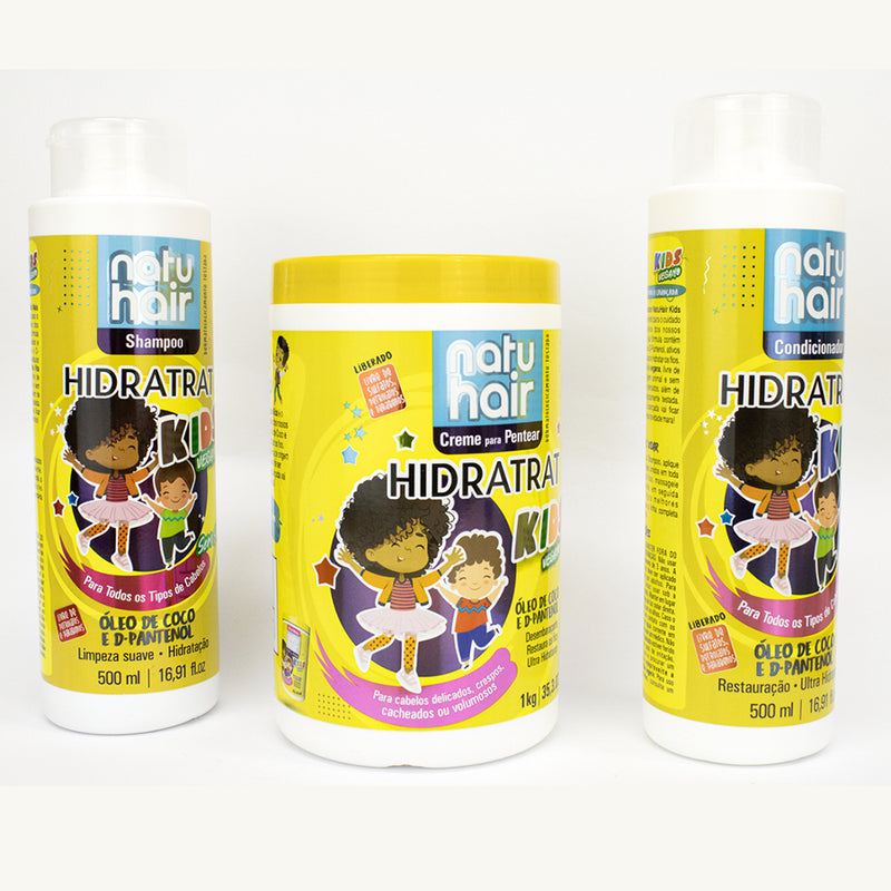 Kit Kids Vegano Vita Mais NatuHair Shampoo + Condicionador + Creme Para Pentear + Ampolas