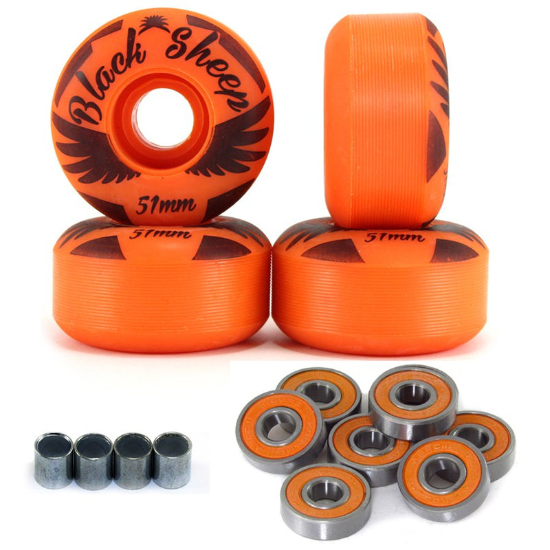 KIT BLACK SHEEP Rodas 51mm + Rolamentos C Laranja