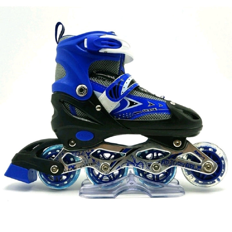 Patins Roller In Line Ajustável C/ Led Azul