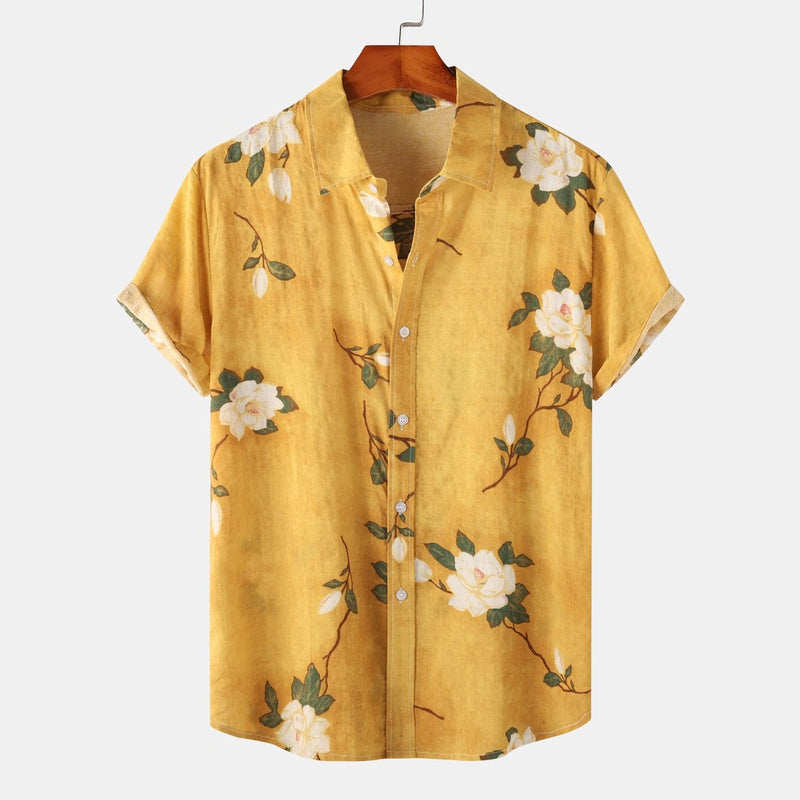 Camisa Manster Floral Summer - Vered/Cáqui/Vermelho/Amarelo