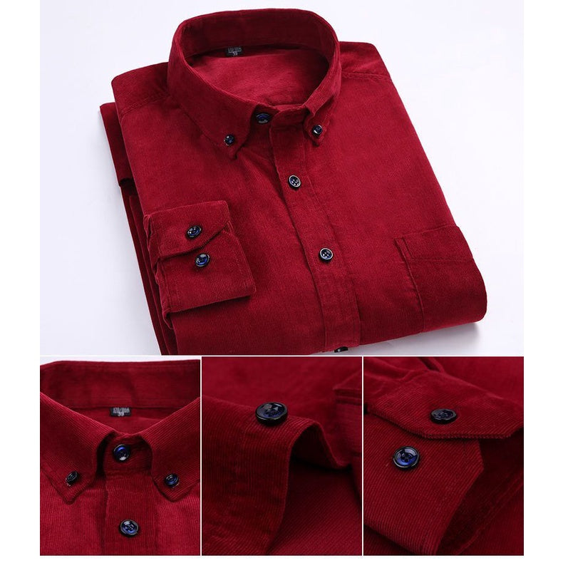 Camisa Social Jinci Veludo Manga Longa Vermelho