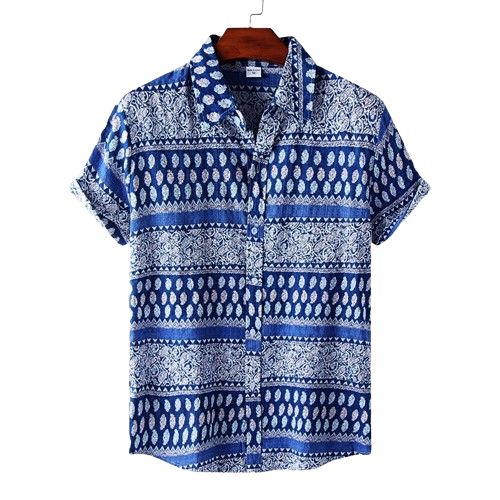 Camisa Manster Floral Étnica Azul