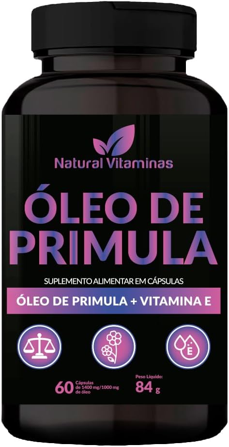 Óleo De Prímula + Vitamina E - 1 Pote com 60 Cápsulas de 1500mg / 1000MG Óleo