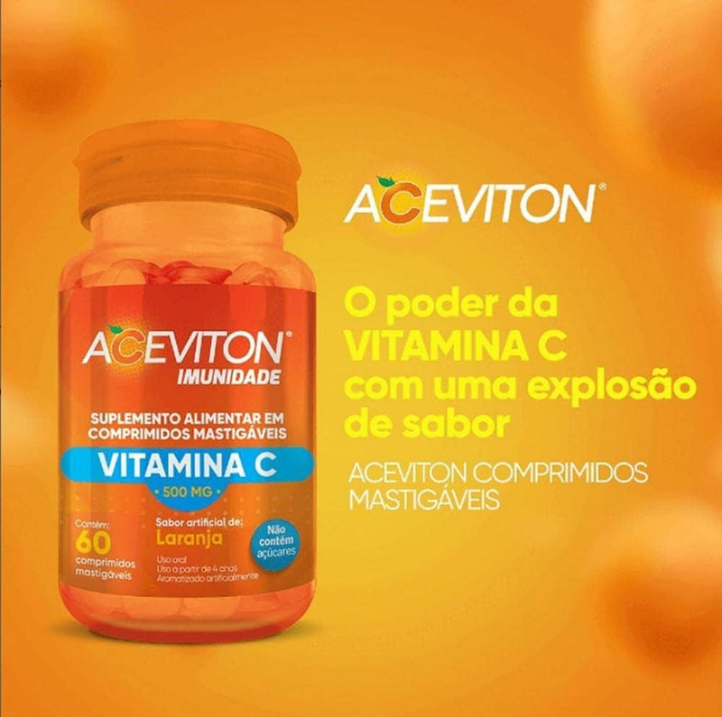 Vitamina C Imunidade 60 Comprimidos Mastigáveis Aceviton