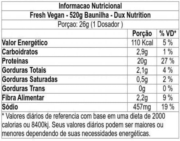 Vitamina Fresh Vegan Baunilha Pote 520g