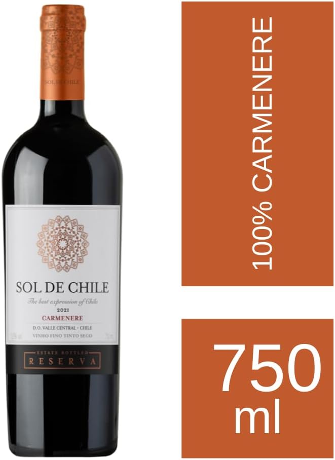 Vinho Fino Tinto Chileno Sol de Chile Reserva Carmenere 750ml