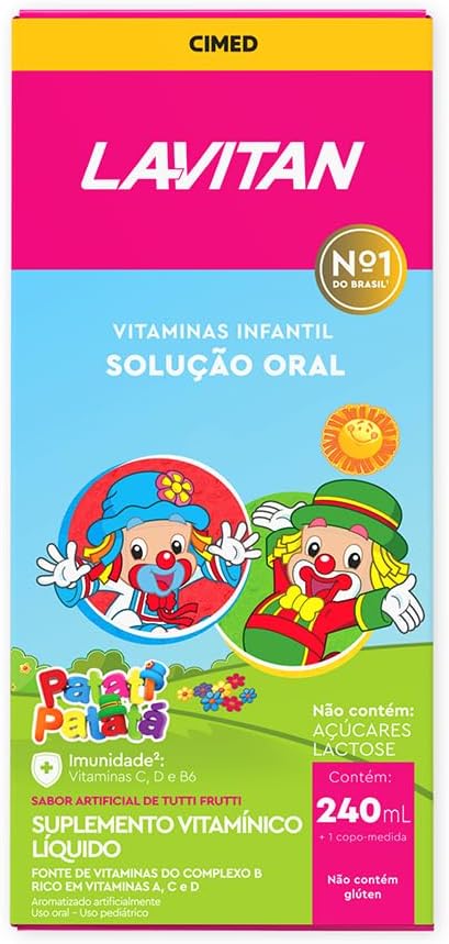 Vitamina Infantil Solução Oral Tutti Frutti Rosa Lavitan 240ml