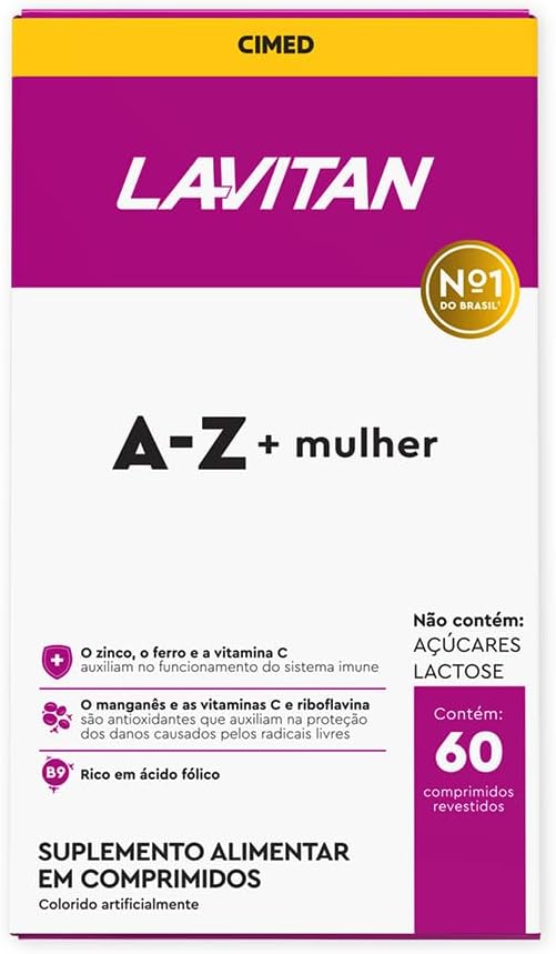 Suplemento Vitamínico Mineral A-Z Para Mulher Lavitan 60 Cápsulas