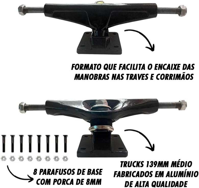 KIT SKATE COMPLETO Shape e Roda Black Sheep Abec 5 Dragon