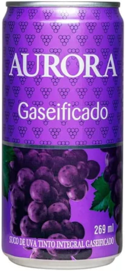 Kit 12x Ref Aurora Suco Uva Tinto Gaseificado 269ml Refrigerante Natural e Saudável