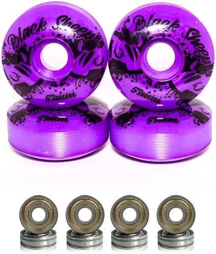 KIT Rodas de Skate 53mm Roxo Dureza 95A + Rolamentos ABEC-5