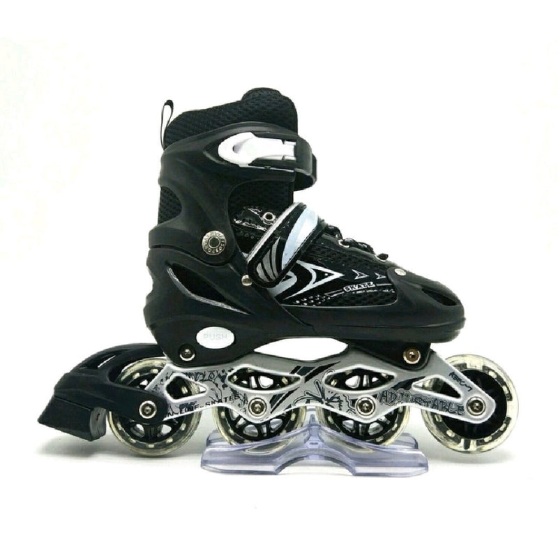 Patins Roller In Line Ajustável C/ Led Preto