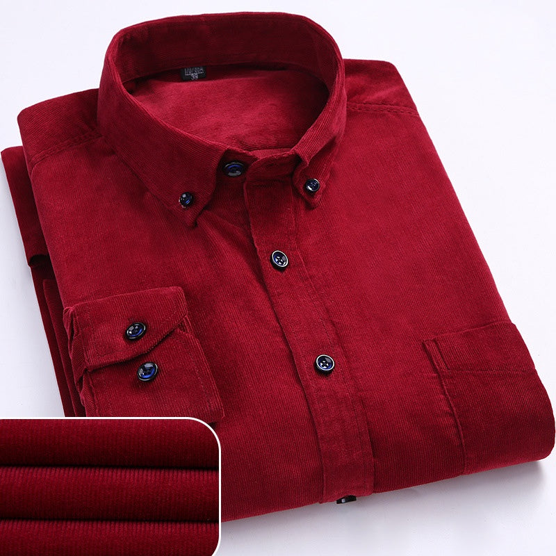 Camisa Social Jinci Veludo Manga Longa Vermelho